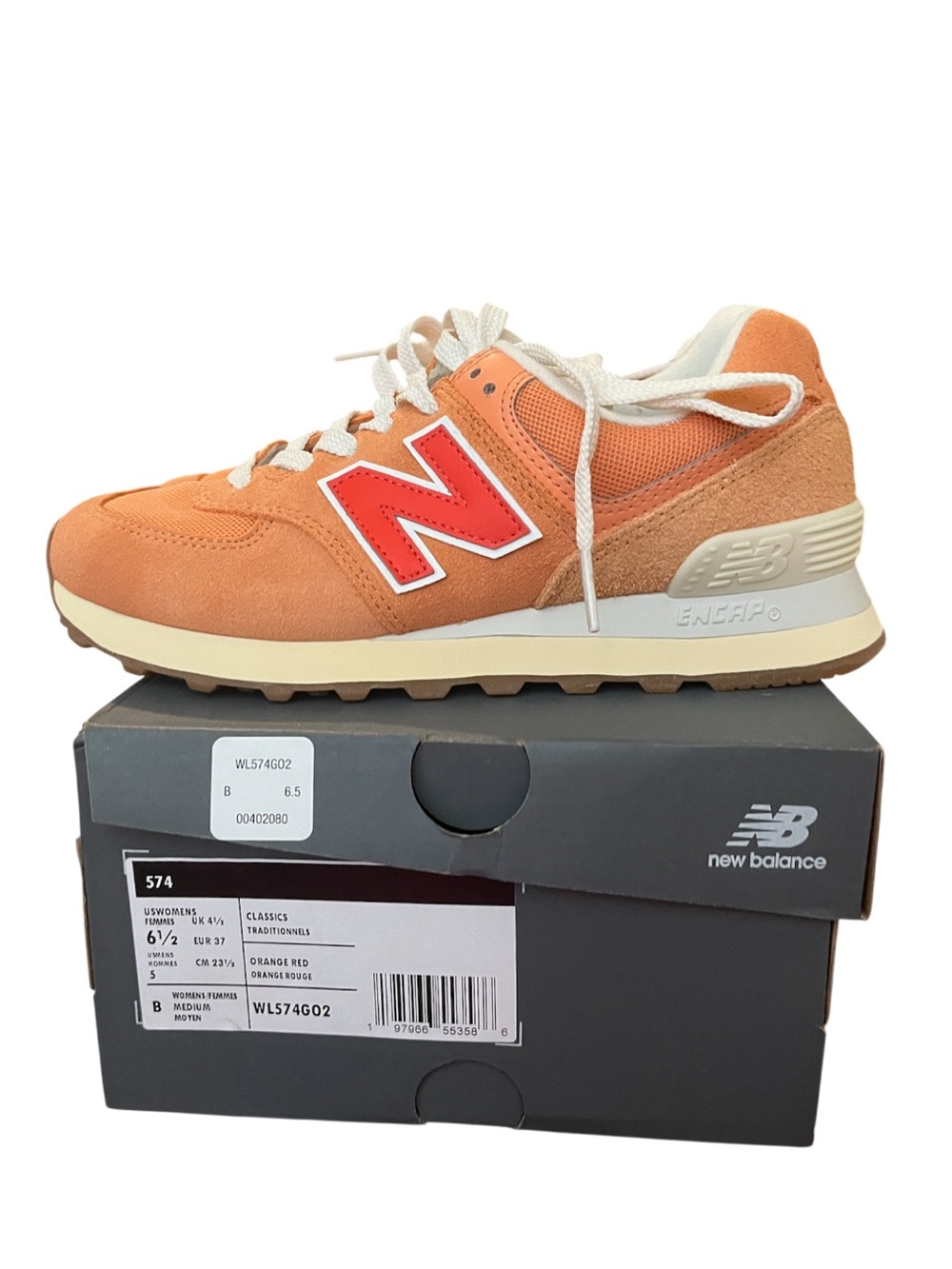 New Balance 574 Casual Trainer in Orange and Red